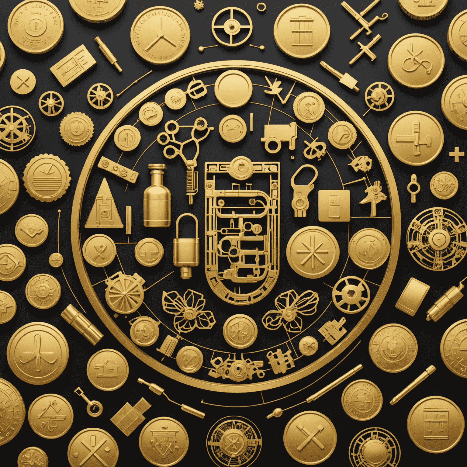 An image depicting various industries in the UK, such as healthcare and finance, with AI and machine learning symbols overlaid in gold.